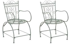 Kovová stolička Sheela s područkami (SET 2 ks) - Zelená antik