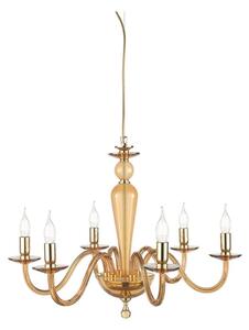 Ondaluce - Luster na lanku PAGANINI 6xE14/10W/230V priemer 70 cm zlatá/dymová béžová