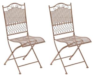 Kovová skladacia stolička Kiran (SET 2 ks) - Hnedá antik