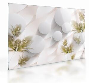 Sklenený obraz - 3D kruhy s kvetinami (70x50 cm)