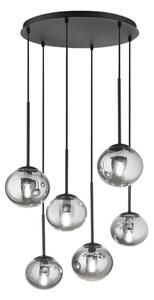 Ondaluce - Závesný luster na lanku JEWEL 6xE14/10W/230V pr. 55 cm čierna/dymová čierna
