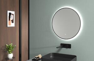 CERANO - Kúpeľňové LED zrkadlo Velo, kovový rám - čierna matná - Ø 60 cm