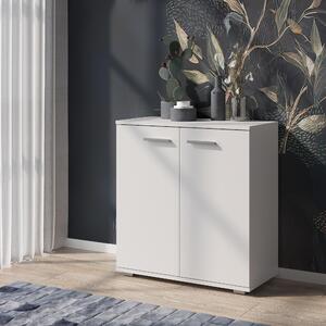 Komoda FAUSKE – priestranná – 2-dverová – biela – šírka 69 cm, výška 74 cm, hĺbka 34 cm