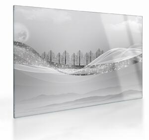 Sklenený obraz - Strieborná krajina (70x50 cm)