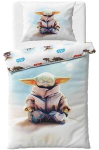 Obojstranné bavlnené posteľné obliečky Star Wars - Hviezdne vojny - motív Baby Yoda - 100% bavlna - 70 x 90 cm + 140 x 200 cm
