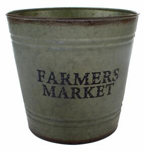 Kovový obal na kvetináč Farmers market, 25,5 x 24 cm