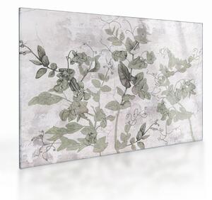 Sklenený obraz - Rastliny v omietke (70x50 cm)