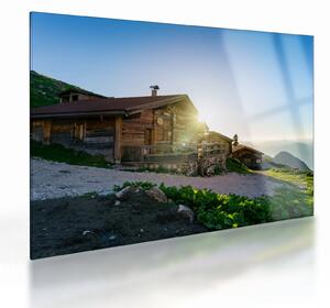 Sklenený obraz - Ráno v alpách, Tirolsko (70x50 cm)
