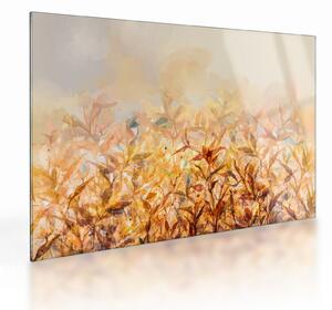 Sklenený obraz - Listy vo farbách jesene, olejomaľba (70x50 cm)