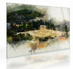 Sklenený obraz - Chrám Dia, Atény, Grécko (70x50 cm)