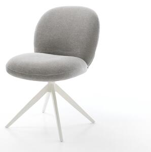 DELIFE Jedálenská stolička Nube-Flex tkanina mäkký sivá krížová podstava široká biela 360° otočný hojdacia funkcia vrecková pružina
