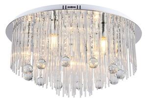 Chrómové krištáľové stropné svietidlo 29cm pre žiarovku 9x E14 – LED lustre a svietidlá > LED stropné svietidlá