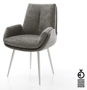 DELIFE Jedálenská stolička Clea-Flex bouclé mäkký tmavobéžová 4-nohá zúžená nerezová oceľ