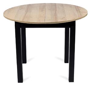 Okrúhly rozkladací stôl Harry 102 až 142 cm dub Riviera čierne nohy | jaks