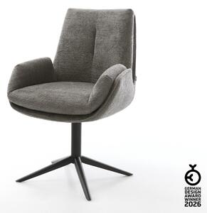 DELIFE Jedálenská stolička Clea-Flex bouclé mäkký tmavobéžová podstava krížová čierna otočný 360° hojdacia funkcia