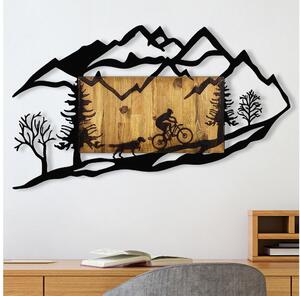 Nástenná dekorácia 110x65 cm jazda na bicykli drevo/kov