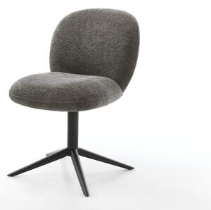 DELIFE Jedálenská stolička Nube-Flex bouclé mäkký tmavobéžová čierna krížová podstava 360° otočný hojdacia funkcia vrecková pružina