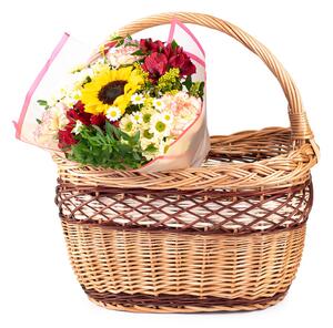 Prútený nákupný košík Flores III. š. 40 x hl. 30 x v. 25 / 47(cm)