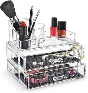 Domo Living Organizér na šperky a make-up, stojan na štetce, kefky DOMO AKRYL 2, 18,8 × 11,5 × 15,7 cm