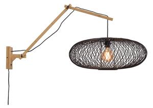 MUZZA NÁSTENNÁ LAMPA CANGO L PRÍRODNÁ, ČIERNA