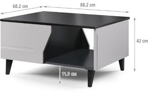 MEBLINE Konferenčný stolík GRANADA svetlošedý / čierny mat
