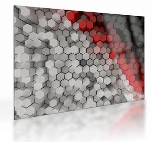 Sklenený obraz - 3D hexagóny (70x50 cm)