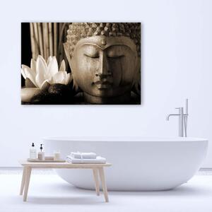 Obraz na plátne Budha hlava s ľaliou Rozmery: 60 x 40 cm