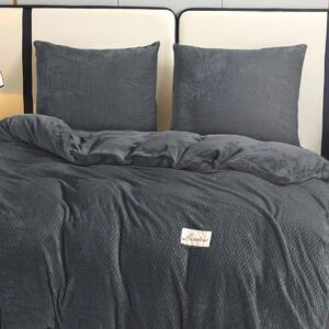 Dekorstudio Obojstranné plyšové posteľné obliečky PMK-01 v grafitovej farbe Rozmer posteľných obliečok: Šírka x Dĺžka: 160x200cm + 2 ks 70x80 cm