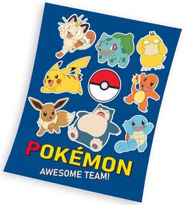 Carbotex Detská deka Pokémon Pripravení na boj, 130 x 160 cm