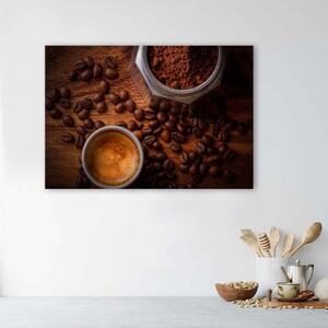 Obraz na plátne Hrnček s kávou a zrnkami Rozmery: 60 x 40 cm