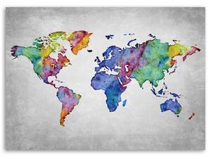 Obraz na plátne Viacfarebná mapa sveta Rozmery: 60 x 40 cm