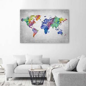 Obraz na plátne Viacfarebná mapa sveta Rozmery: 60 x 40 cm