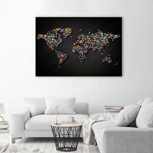 Obraz na plátne Mapa sveta s farebnými bodkami Rozmery: 60 x 40 cm