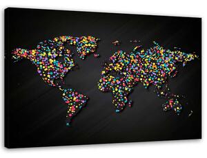 Obraz na plátne Mapa sveta s farebnými bodkami Rozmery: 60 x 40 cm