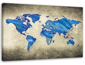 Obraz na plátne Modrá mapa sveta Rozmery: 60 x 40 cm
