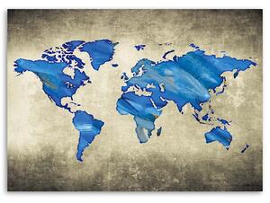 Obraz na plátne Modrá mapa sveta Rozmery: 60 x 40 cm