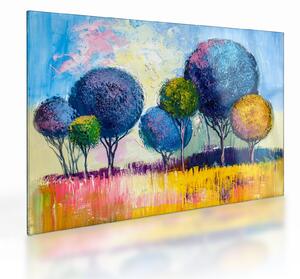 Sklenený obraz kopulovitých stromov, olejomaľba (70x50 cm)
