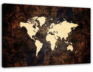 Obraz Hnedá mapa sveta Rozmery: 60 x 40 cm, Prevedenie: Obraz na plátne