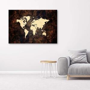 Obraz Hnedá mapa sveta Rozmery: 100 x 70 cm, Prevedenie: Obraz na plátne
