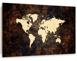 Gario Obraz Hnedá mapa sveta Veľkosť: 100 x 70 cm, Prevedenie: Panelový obraz