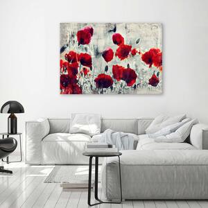 Obraz na plátne Maľované červené maky na čiernobielej lúke Rozmery: 60 x 40 cm