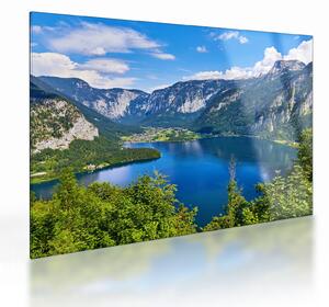Sklenený obraz - Halštatské jazero, Hallstatt, Rakúsko (70x50 cm)