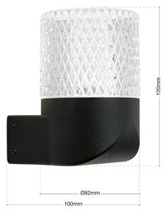 Vonkajšie nástenné svietidlo LED Mondo, čierne, výška 12 cm, hliník