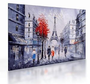 Sklenený obraz uličky v Paríži, olejomaľba (70x50 cm)