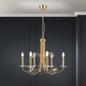 Luster Ariane, zlatá farba, Ø 67,5 cm, krištáľ, 6 svetiel