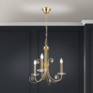 Luster Ariane, zlatá farba, Ø 50 cm, krištáľ, 3 svetlá