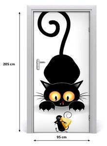 Samolepiace fototapety na dvere Mačka a myš 95x205 cm