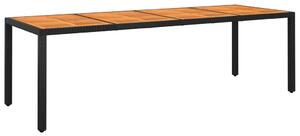 Záhradný stôl 250x100x75 cm akáciové drevo a polyratan čierny