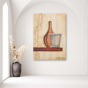 Obraz na plátne Hlinený džbán na drevenej polici Rozmery: 40 x 60 cm