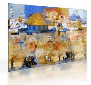 Sklenený obraz - Múr nárekov, Jeruzalem, Izrael (70x50 cm)